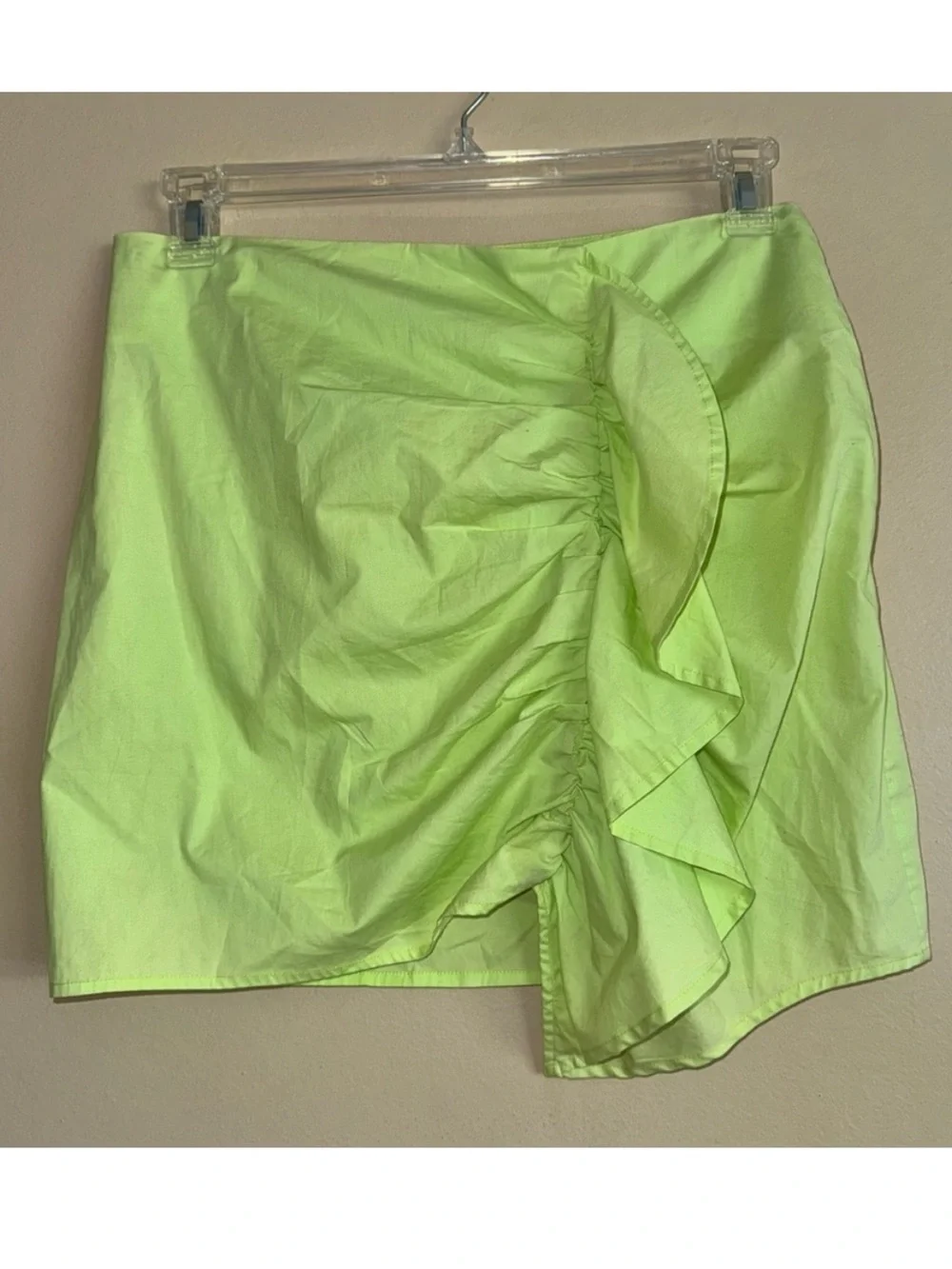 Free People Green Aizel Mini Skirt Endless Summer Ruched Ruffle Button L NWT!
